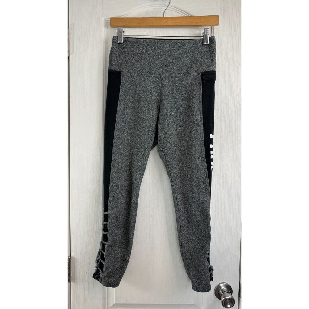 PINK Victoria's Secret Yoga Gray Black Leggings 7/8 Size M Medium